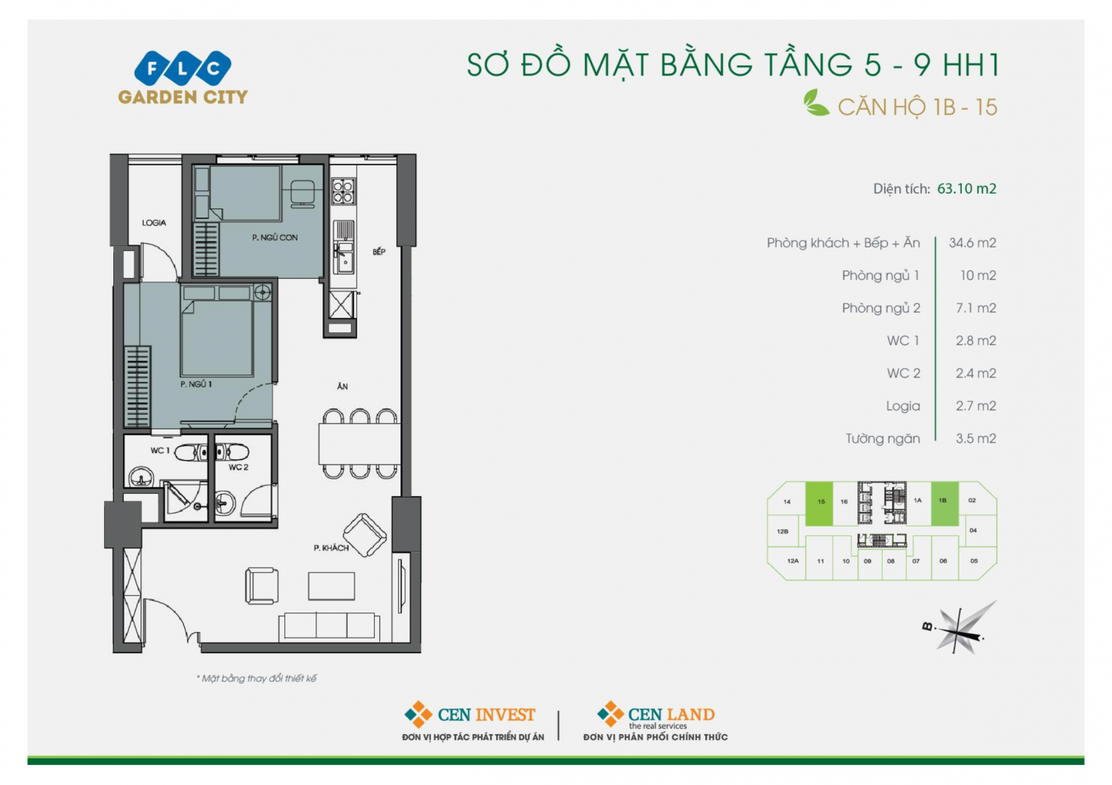 Căn hộ số 1B - 15